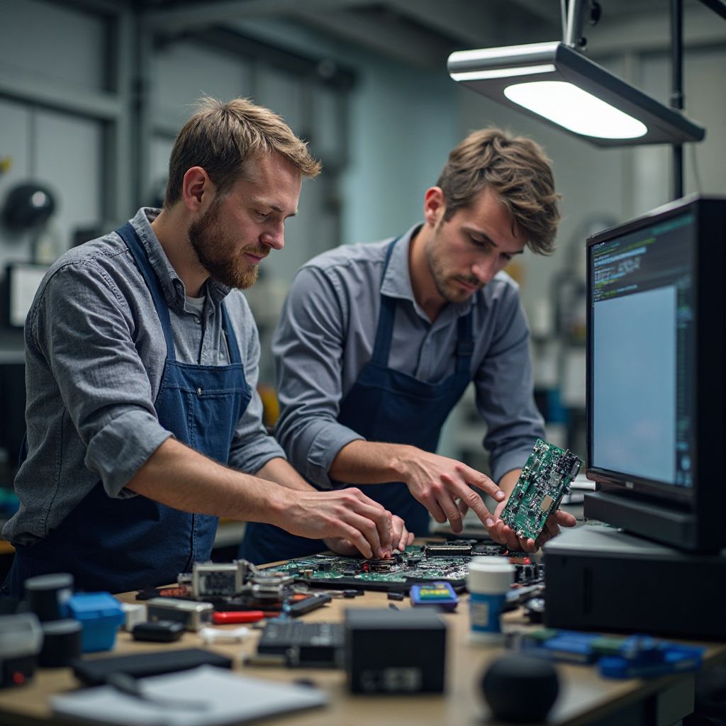 Команда спеціалістів обговорює складний ремонт